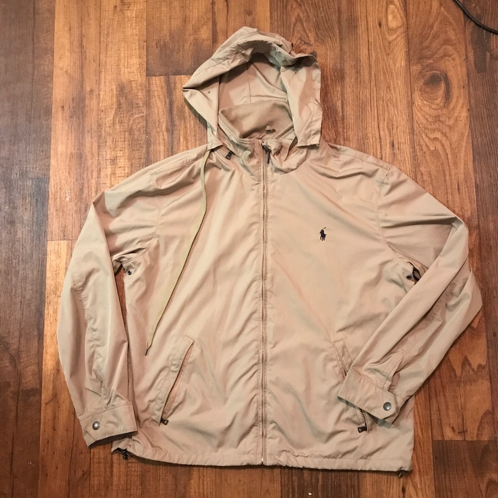 Tan Polo Hooded Windbreaker